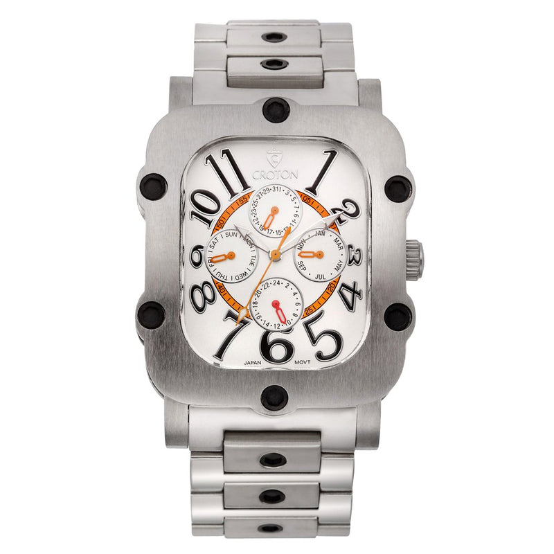 Croton Men's "Industrial" Stainless Multi-Function Watch stainless/silver | Silver Dial