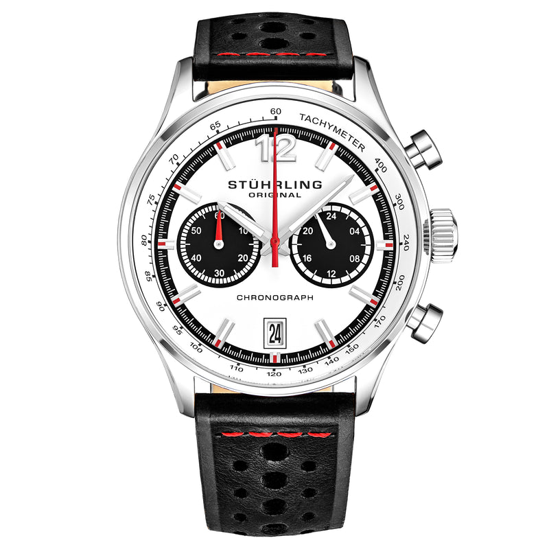 Monaco Black/Leather/White Dial/Silver Case 933.01 | White Dial