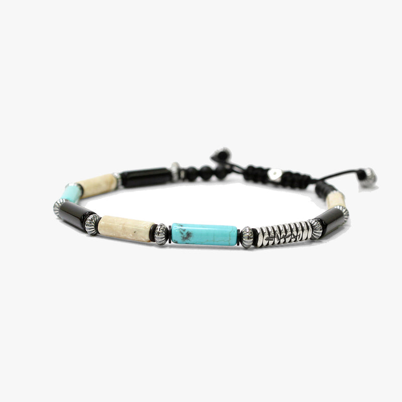 Multi gemstone tubes, sterling coil M (7.25" Wrist) |  Dial