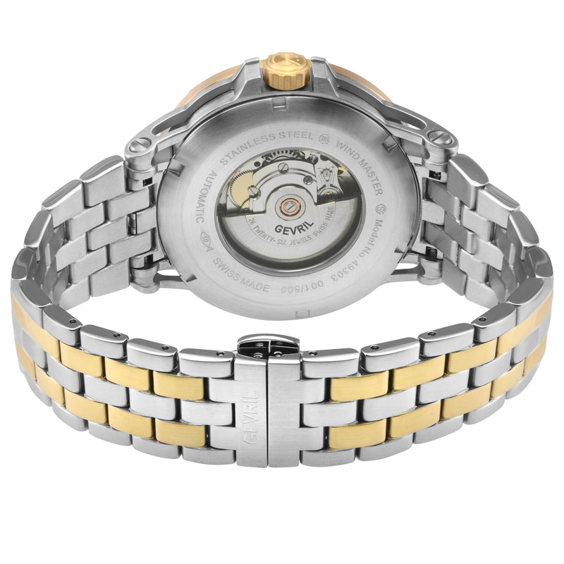 Wind Master Automatic Gevril Men's Automatic Wind Master Black Dial IPYG Stainless Steel Bracelet | Black Dial