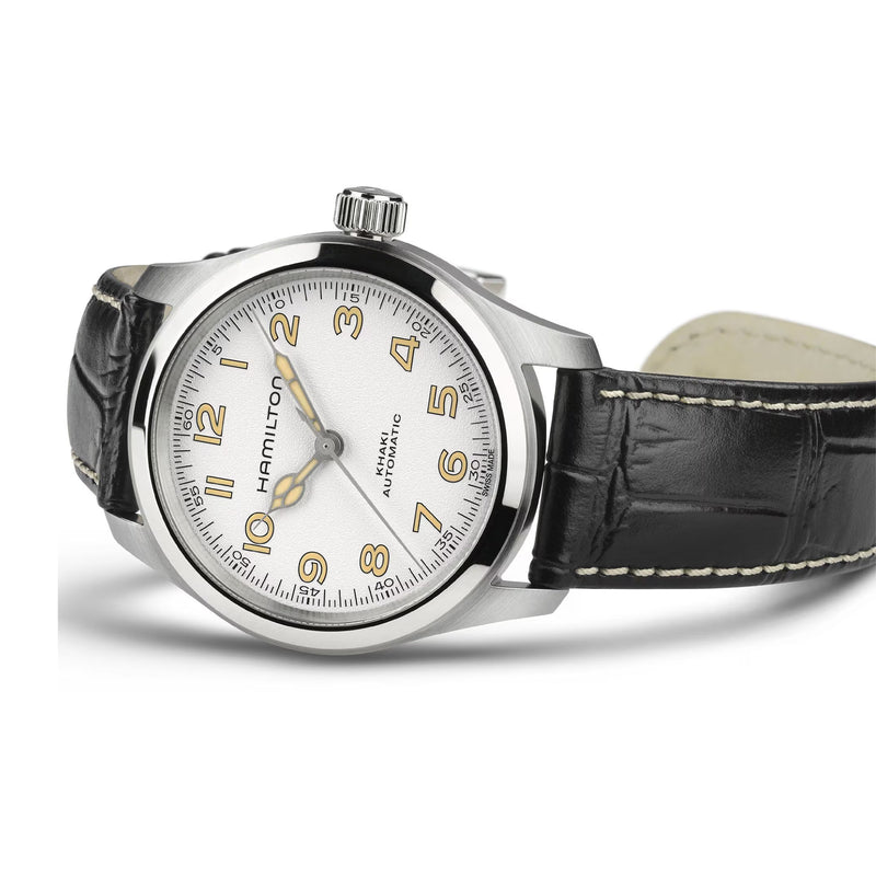 Khaki Field White / Leather | White Dial