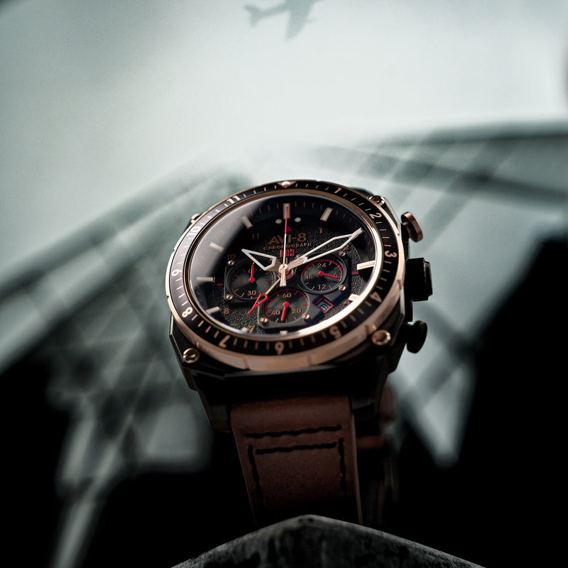 ATLAS DUAL TIME CHRONOGRAPH BLACK / LEATHER | Black Dial