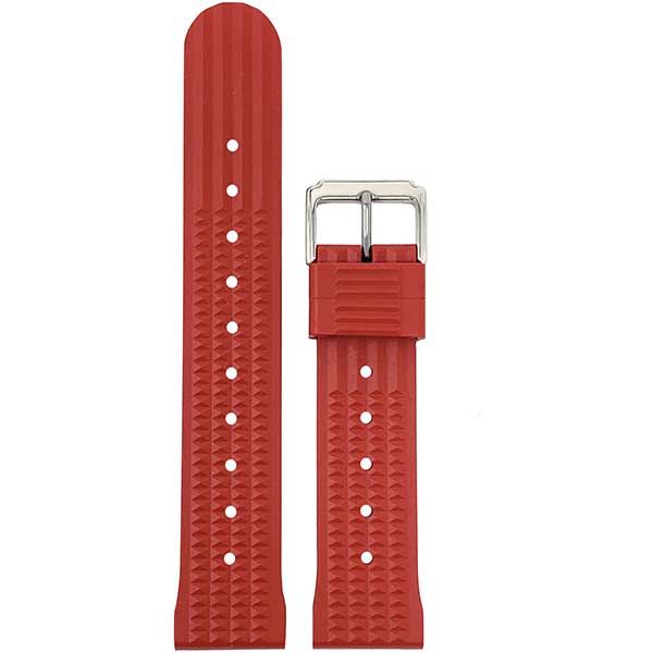 2 Pack - Vintage Rubber Diver Waffle Watch Bands Red and Orange, 20mm |  Dial