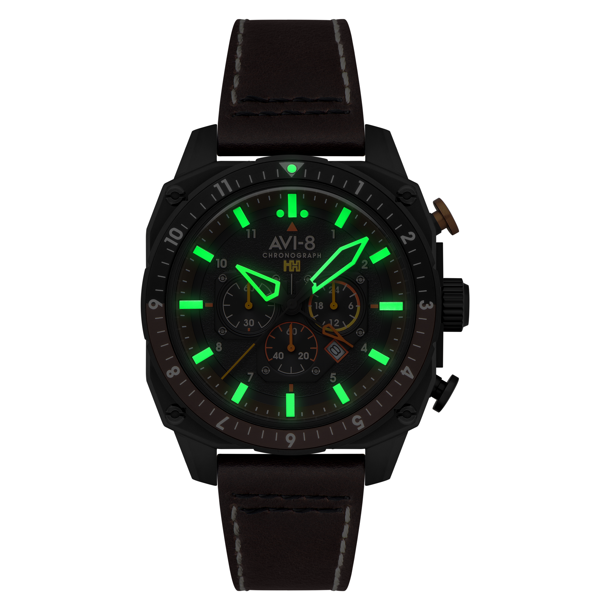 ATLAS DUAL TIME CHRONOGRAPH BLACK / LEATHER | Black Dial