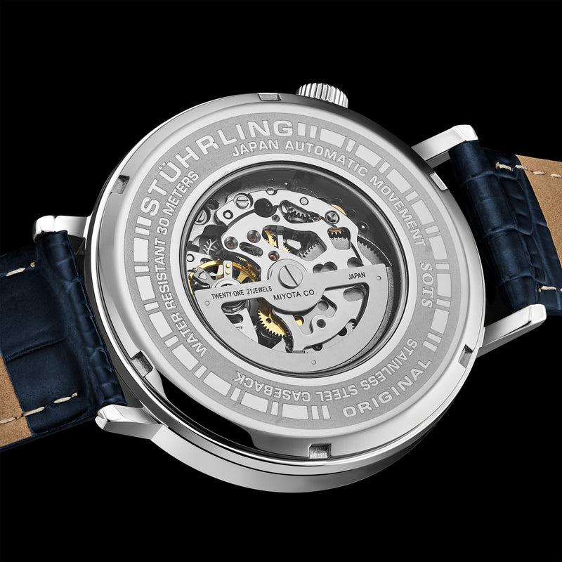 Quasar Skeleton Automatic 42mm Blue/Leather | Blue Dial