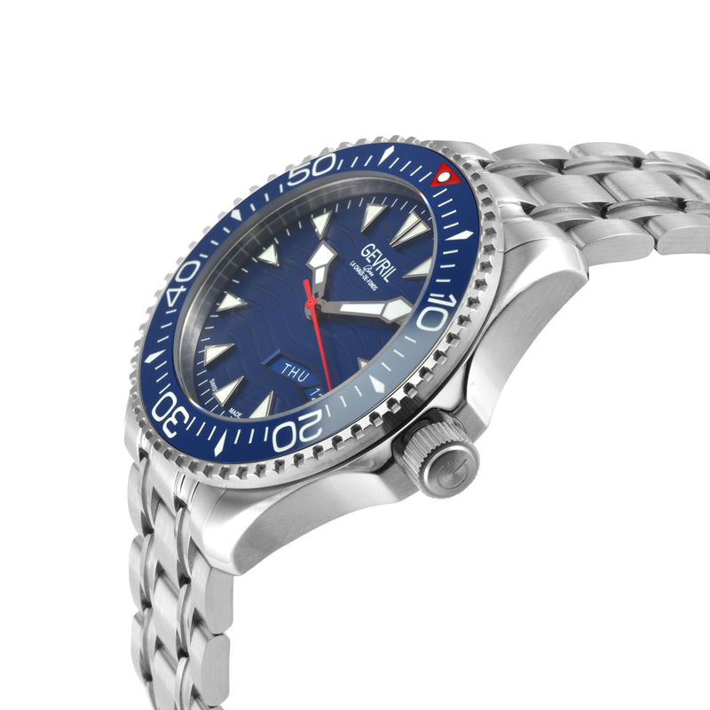 Hudson Yards Swiss Automatic Custom made SW220 - Day/Date display Diver watch, Blue Ceramic bezel, Unidirectional Rotating bezel. | Blue Dial