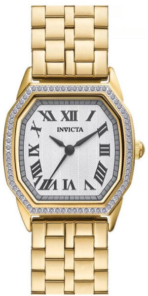 Wildflower Lady Silver-Tone Dial With Crystal Bezel / Gold-Tone-Tone Stainless Steel Bracelet Silver-tone Dial
