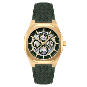 Discovery Drake Triple Calendar Skeleton Automatic Green / Genuine Leather | Green Dial