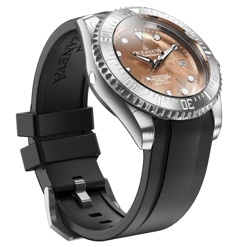 Damascus Swiss Automatic SW200 Deep Marine Explorer II Damascus/Rose Gold Damascus Dial | Rose Gold Dial