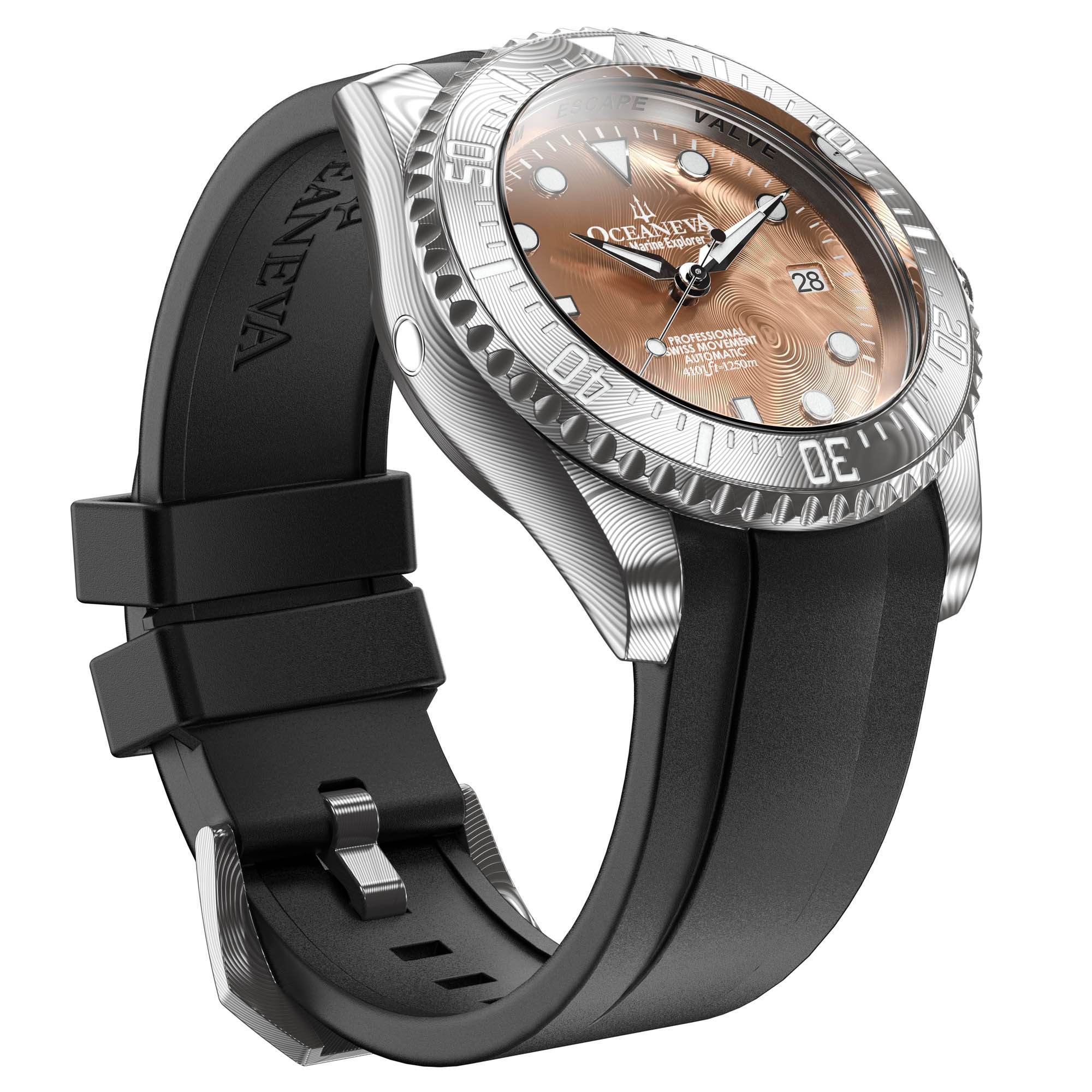 Damascus Deep Marine Explorer II Damascus Bezel | Rose Gold Dial