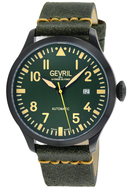 Vaughn Gevril Sellita SW200 Pilot Watch Olive | Green Dial