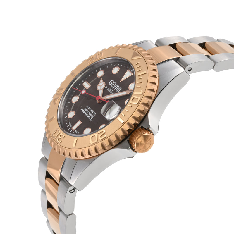 Wall Street Gevril Swiss Made SW200 Steel Rotating Bezel Diver's watch, Two toned  bezel, Brown dial     DIal | Brown Dial
