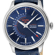 Guggenheim Gevril Men's Guggenheim Automatic 316L Stainless Steel Blue Dial, Genuine Italian Handmade Blue Leather with blue Stitching Strap. | Blue Dial