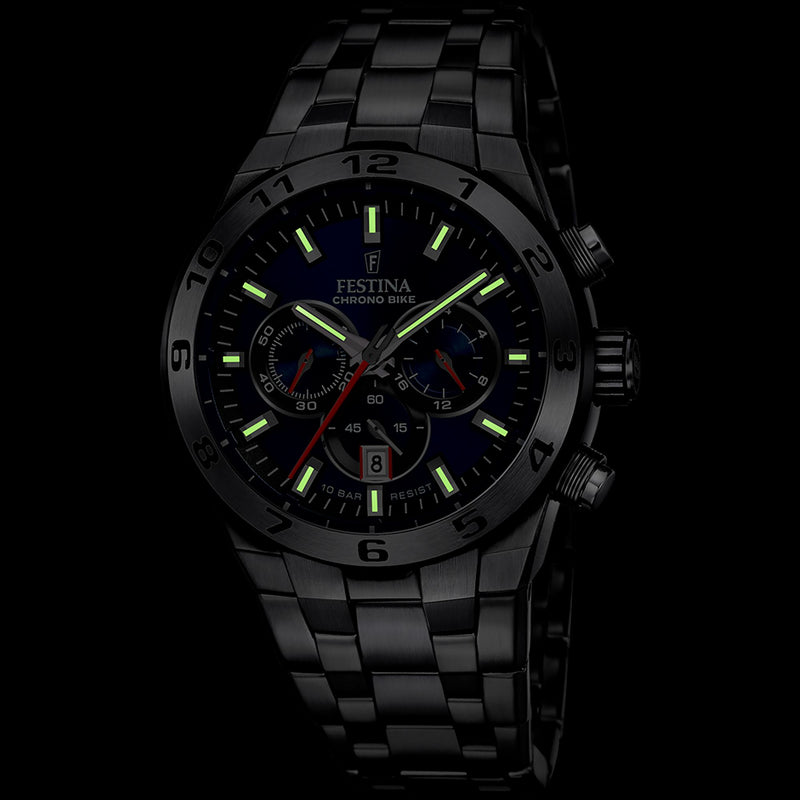 Chrono Bike Blue / Stainless steel Blue Dial