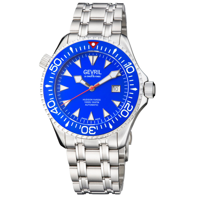 Hudson Yard Sellita SW200, 1000 Ft WR helium valve, ceramic bezel Swiss Made watch | Blue Dial