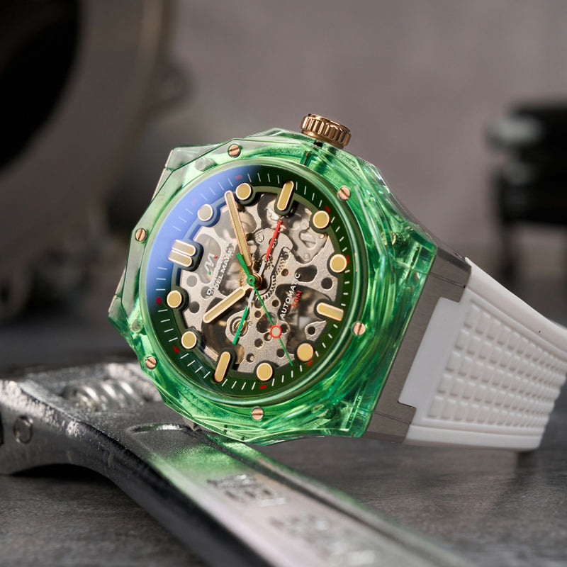 Ravello Automatic Green & White/ Silicone | Green Dial