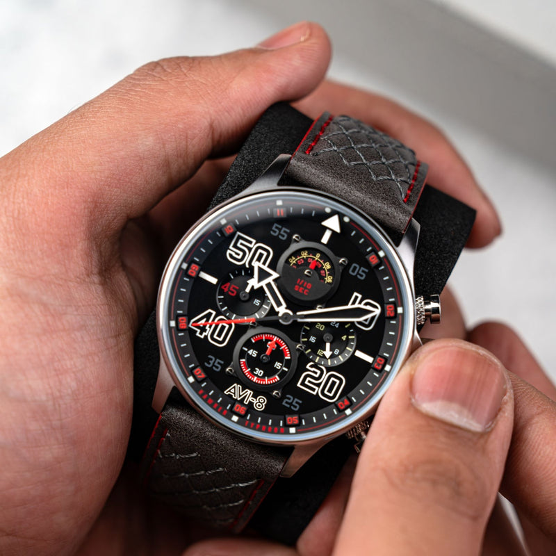 Coningham Chronograph Black / Leather | Black Dial