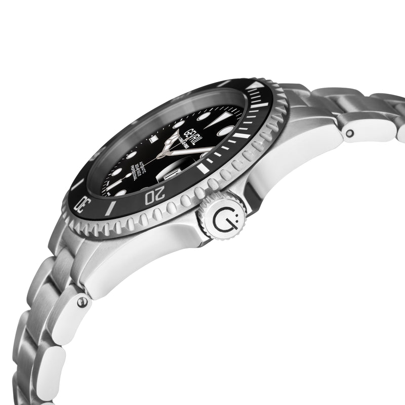 Wall Street Gevril Swiss Made SW200 Steel Rotating Bezel , 316L case, Black Dial | Black Dial