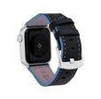 Thick Leather Two-Tone Racer Band for Apple Watch Series 8/7/6/5/4/3/2/1/SE Black & Blue (38mm | 40mm | 41mm) |  Dial