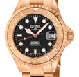 Wall Street Gevril Swiss Made SW200 Steel Rotating Bezel Diver's watch, Rose Gold bezel, Black dial | Blue Dial