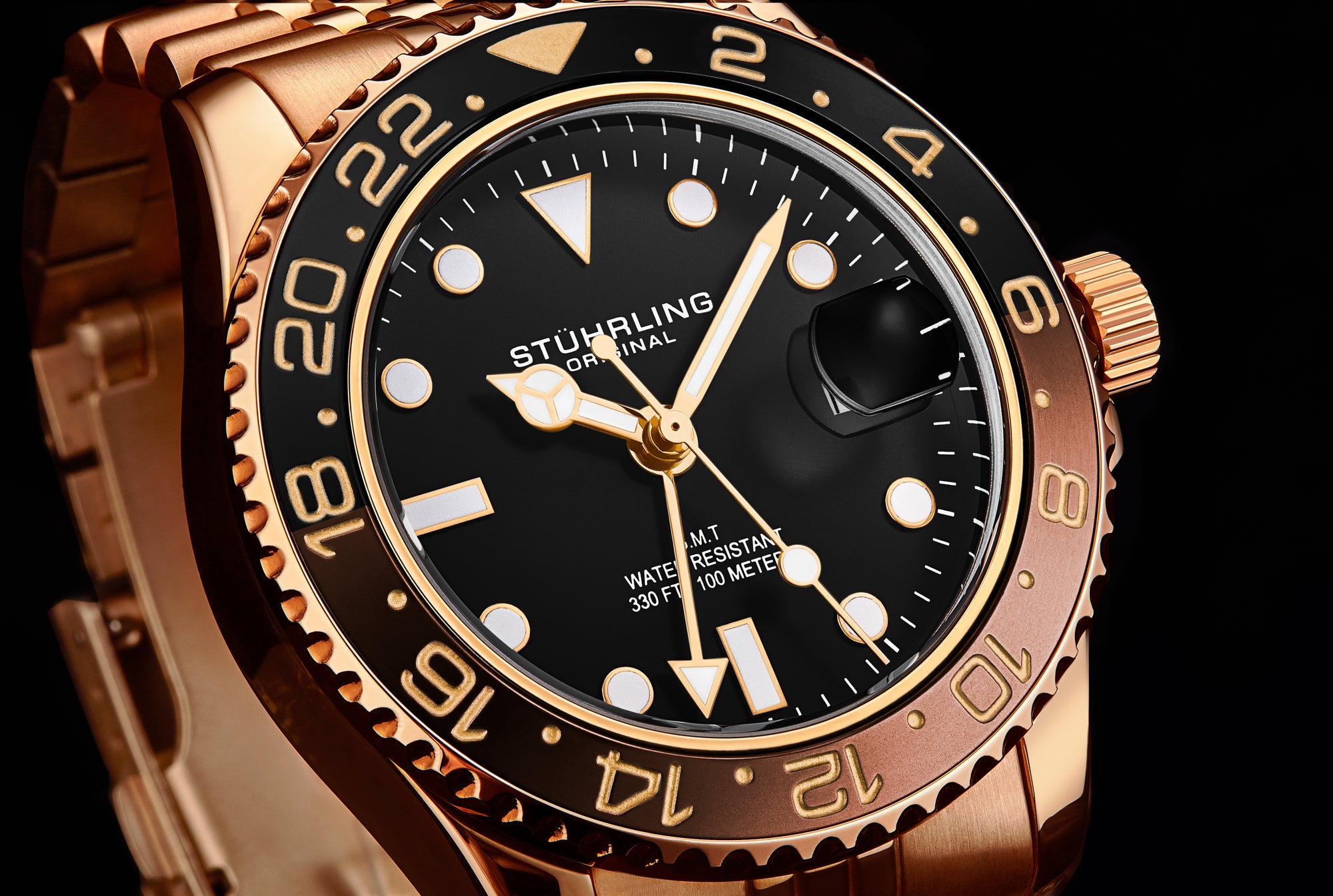 Aquadiver GMT Rose Gold/Stainless Steel | Black Dial