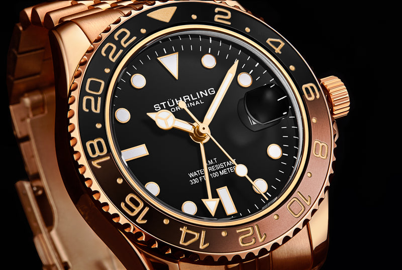 Aquadiver GMT Rose Gold/Stainless Steel | Black Dial