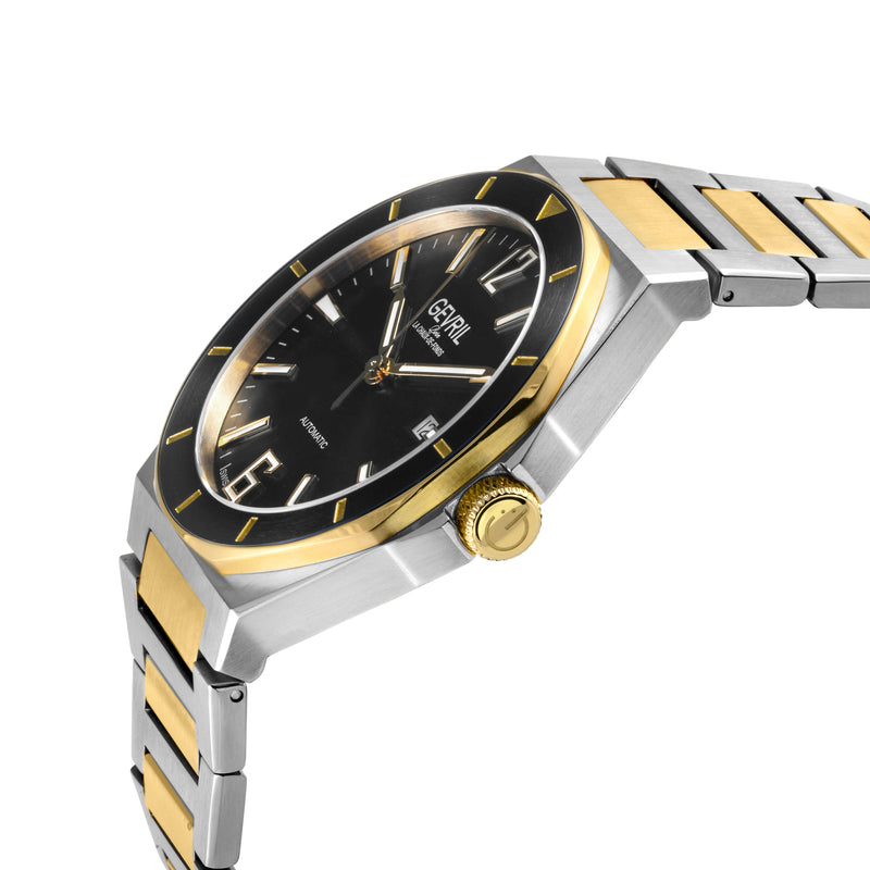 High Line Gevril High Line Swiss Made SW200 Automatic Black Bezel two tone IPYG watch | Black Dial