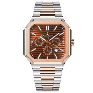 Tenuis Automatic Calendar Watch with Rose Gold Bezel | Brown Dial