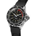 41mm JEEP RUBICON TSAR, SS, COL: SS/BKSS 3PC RUBBER JEEP TSAR ON BLACK 3PC RUBBER STRAP | Black Dial