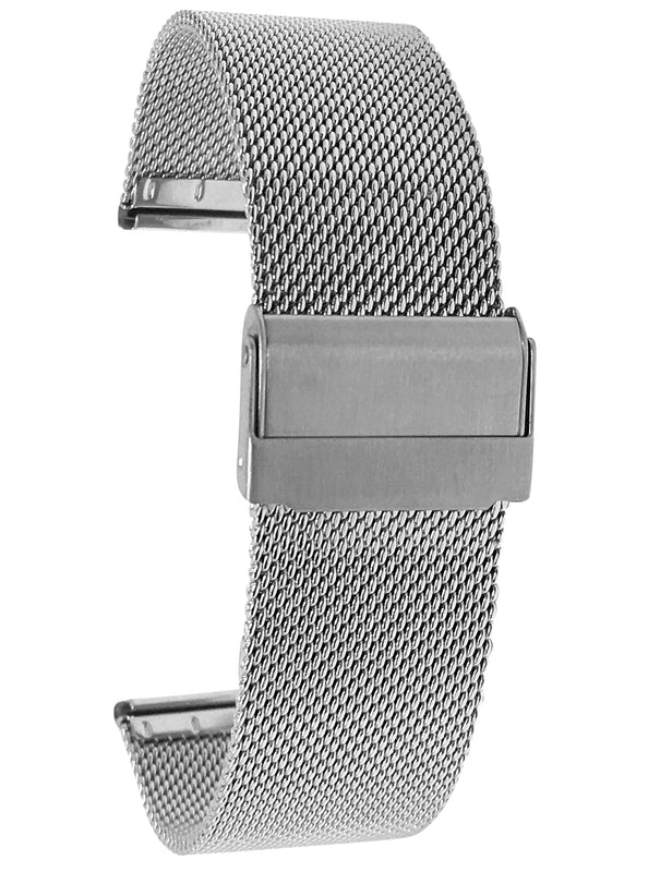 MXS12| Silver 20mm Mens Stainless Steel Mesh Band, Adjustable Length Metal Watch Strap 20mm / Silver Tone |  Dial