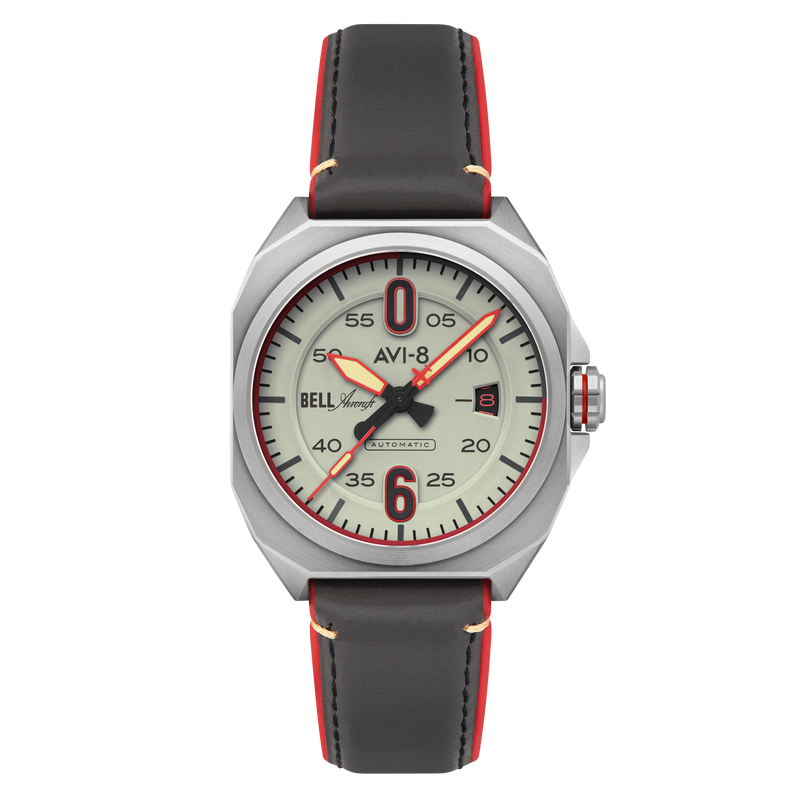 Bell X-1 Machbuster Automatic Gray / Brown Hybrid leather and rubber strap | Gray Dial