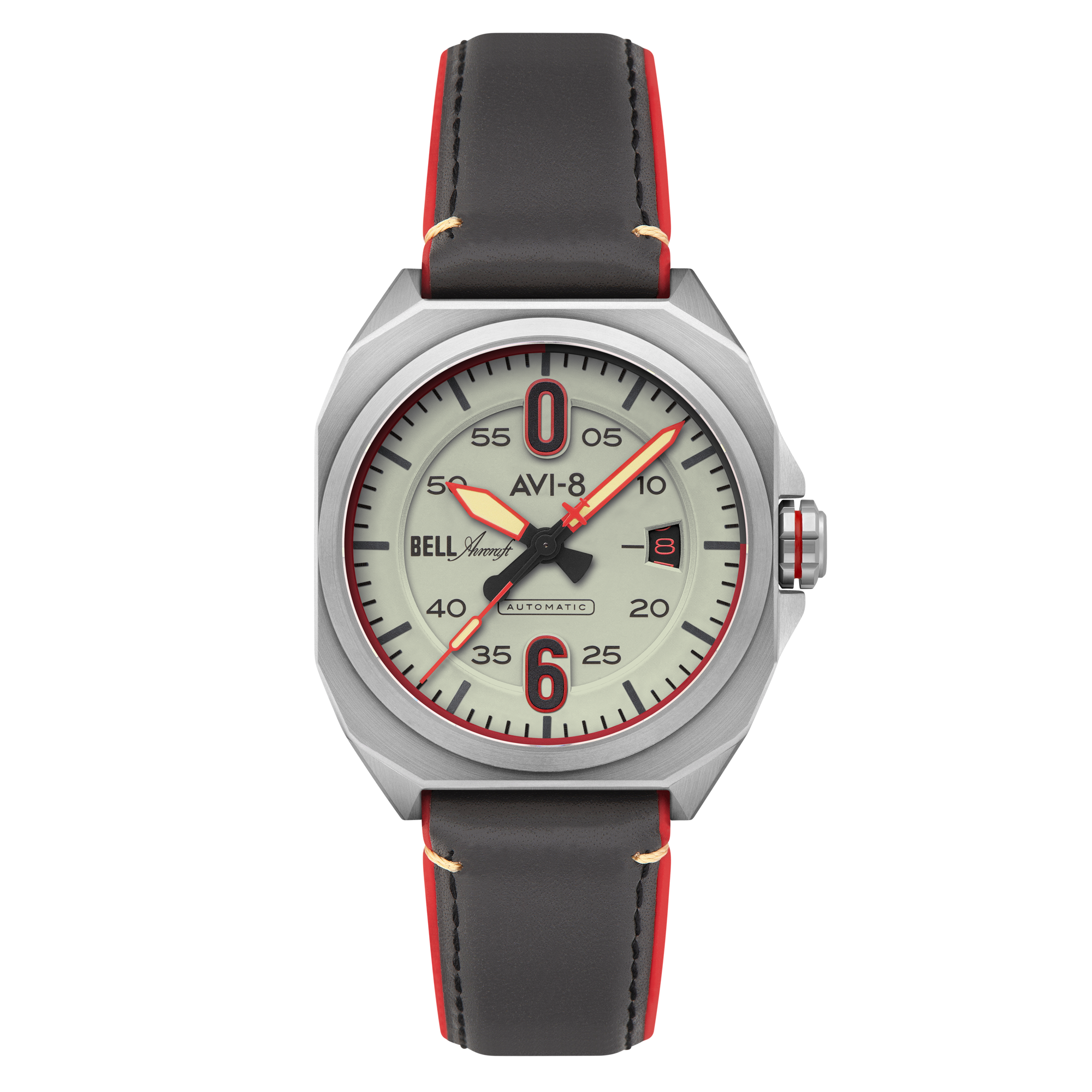 Bell X-1 Machbuster Automatic Gray / Brown Hybrid leather and rubber strap | Gray Dial