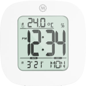 Compact Alarm Clock with Temperature and Date Clock, LCD, Alarm, Mini, White (25/50)