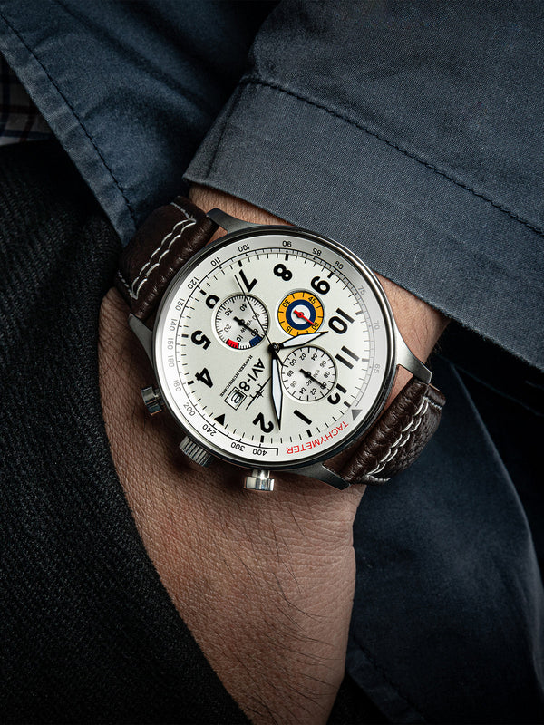 Hawker Hurricane Classic Chronograph White / Leather | White Dial