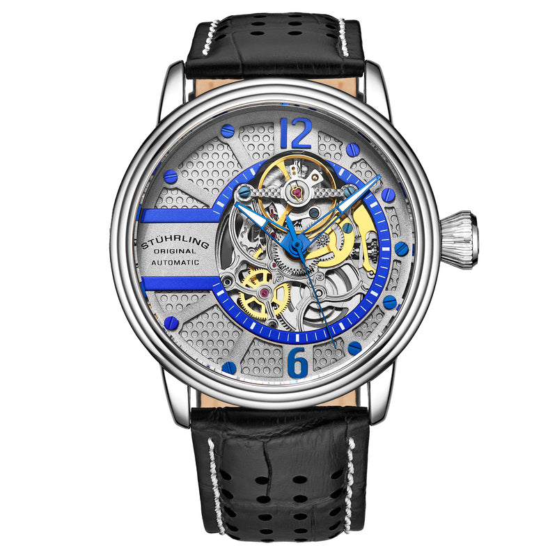 Legacy Black/Silver/Blue Leather | Silver Dial