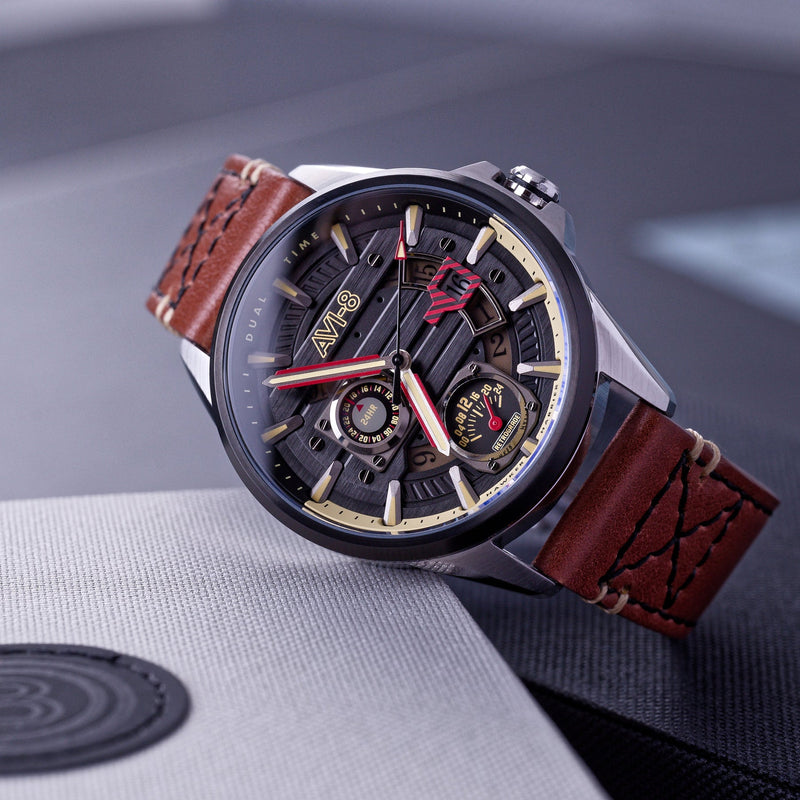 Hawker Harrier Farley Multifunction Black & Brown / Leather | Black Dial