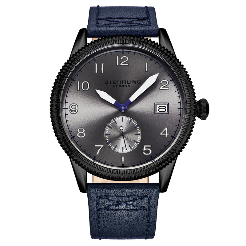 Aviator 4011 Quartz 44mm Blue/Leather | Gray Dial