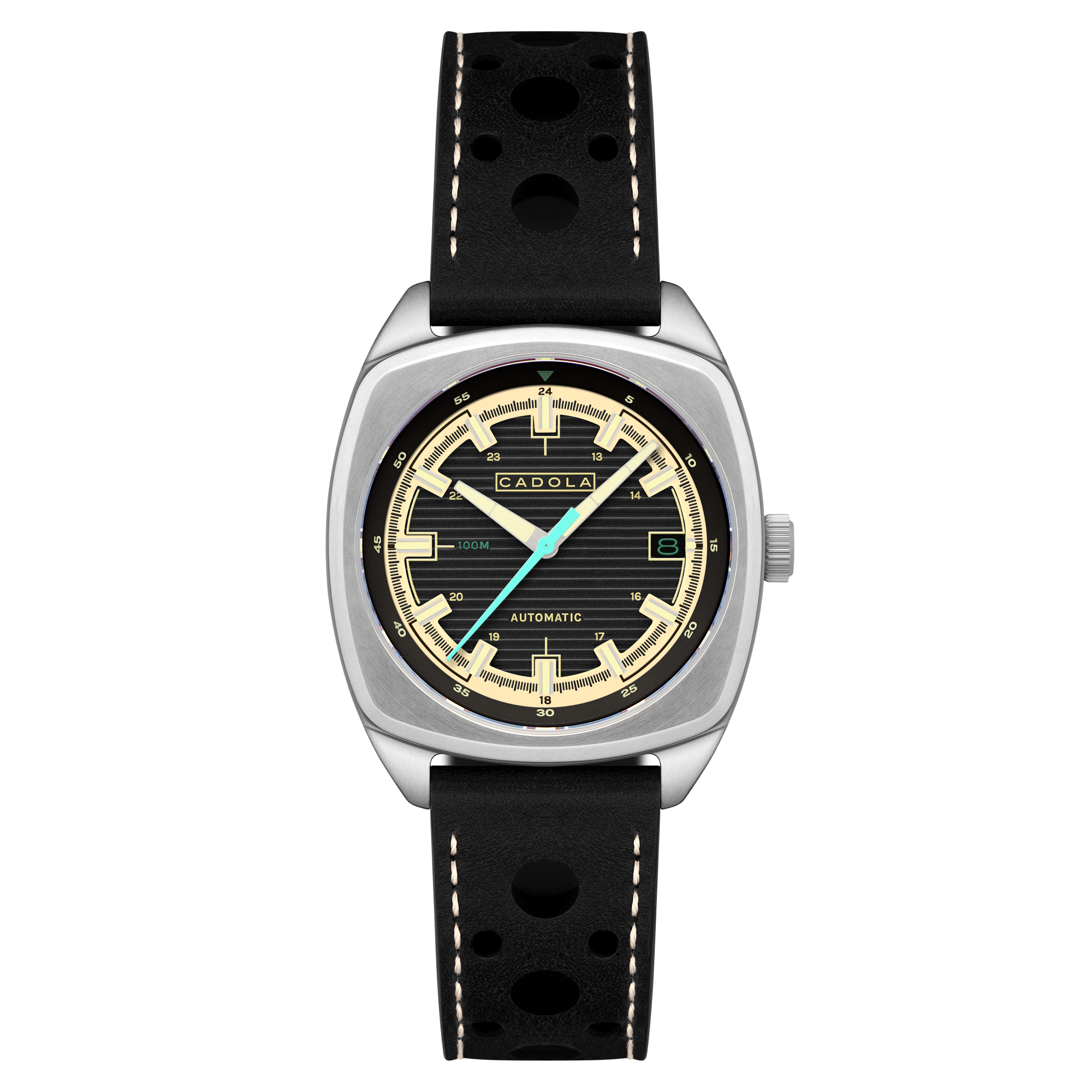 Buxton Automatic Black/ Black Leather | Black Dial