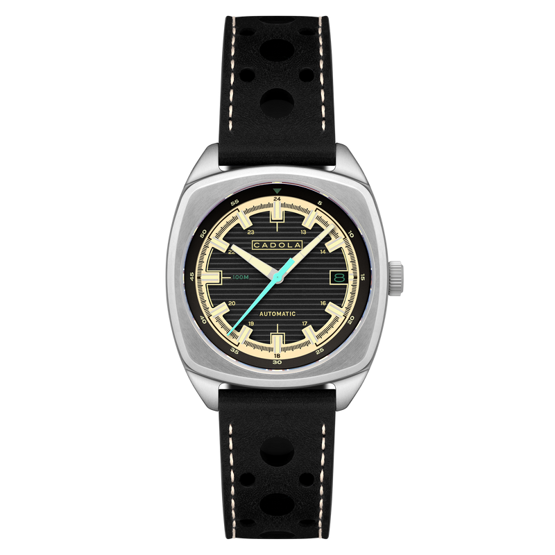 Buxton Automatic Black/ Black Leather | Black Dial