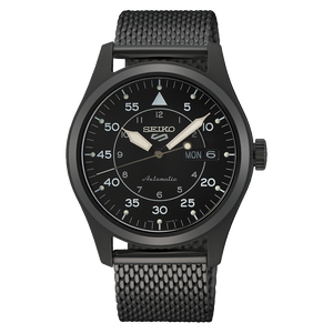 5 Sports Field Series Black Dial Black Stainless Steel Mesh Bracelet 39.4mm Black Dial