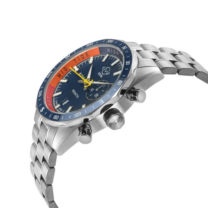 Regatta GV2 Swiss Quartz,Tide cycle indicator, Blue dial, 316L Stainless Steel Bracelet | Blue Dial