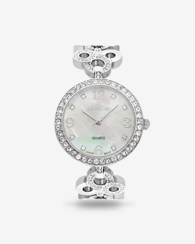 Tramonta Ladies Mother of Pearl Dial Watch with Crystal Bezel & Bracelet  |  Dial
