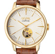 Mulberry Gevril Men's Automatic Watch from the Mulberry Collection, Genuine Brown Italian Strap | White Dial