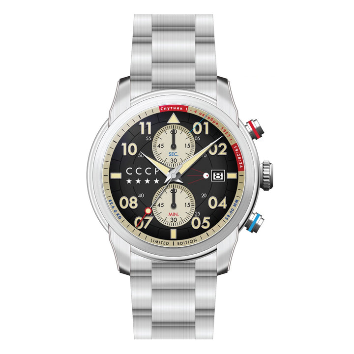 SPACE SPUTNIK BLACK / STAINLESS STEEL | Black Dial