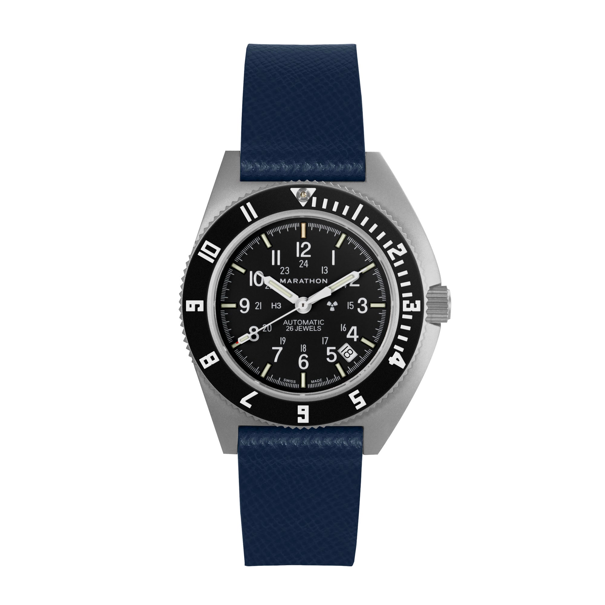 STRAP, 20mm, ITALIAN LEATHER, CROSS HATCH, PARKERIZED BUCKLE, ROYAL BLUE, STANDARD ITALIAN LEATHER, CROSS HATCH |  Dial