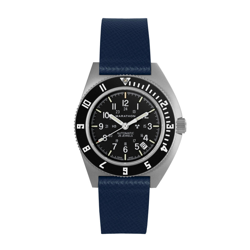 STRAP, 20mm, ITALIAN LEATHER, CROSS HATCH, PARKERIZED BUCKLE, ROYAL BLUE, STANDARD ITALIAN LEATHER, CROSS HATCH |  Dial