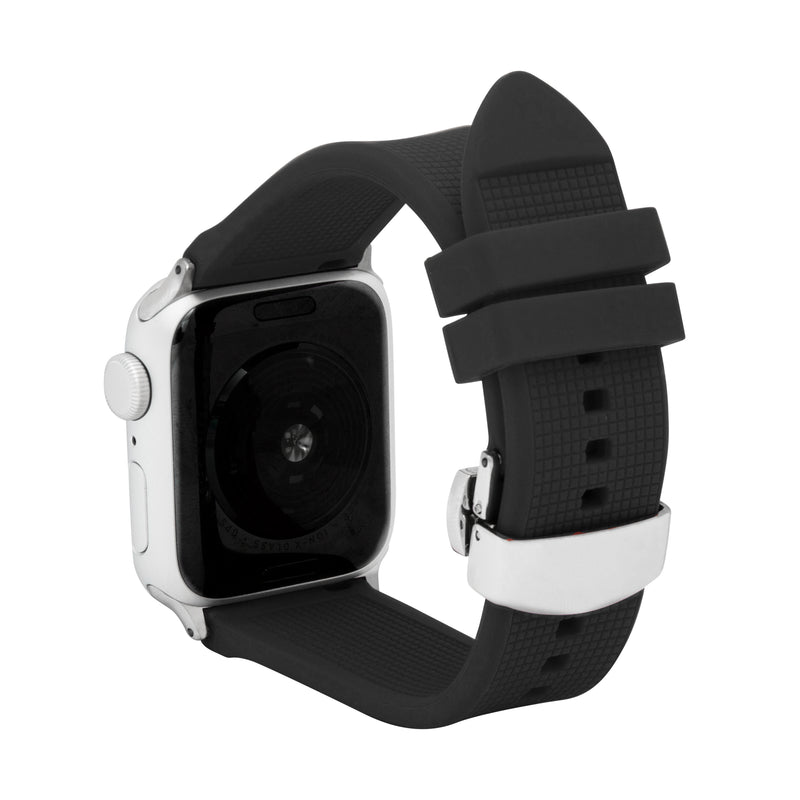 Silicone Adjustable Deployment Band  for Apple Watch Ultra & Series 8/7/6/5/4/3/2/1/SE Black (42mm | 44mm | 45mm | 49mm) |  Dial