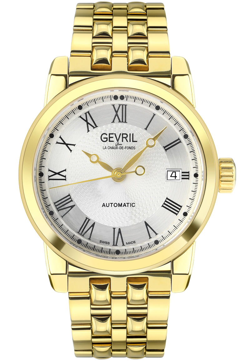 Madison Gevril Madison Sellita SW200 Watch exhibition caseback gold | Silver Dial