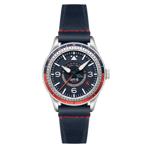 FLYBOY AIRMASTER GMT AUTOMATIC Blue / Leather | Blue Dial