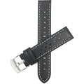 503 | Black and White 22mm Mens Leather Rally Strap, Perforated Racing Watch Band 22mm / Black and White |  Dial
